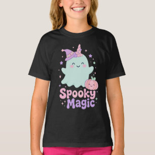 Spookachtige Magische Eenhoorn Geest Heks Pompoen T-shirt