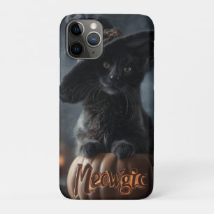 Spookachtige "Meowgic" Zwarte Kat in een Heks Pet Case-Mate iPhone Case