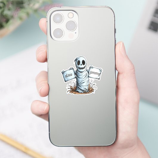 Spookachtige mummie met twee spandoeken sticker (Telefoon)
