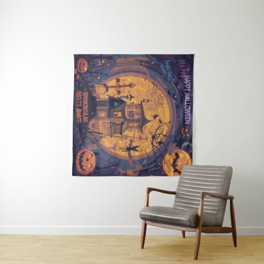 Spookachtige nachten wachten! wandkleed (In Situ (horizontaal))