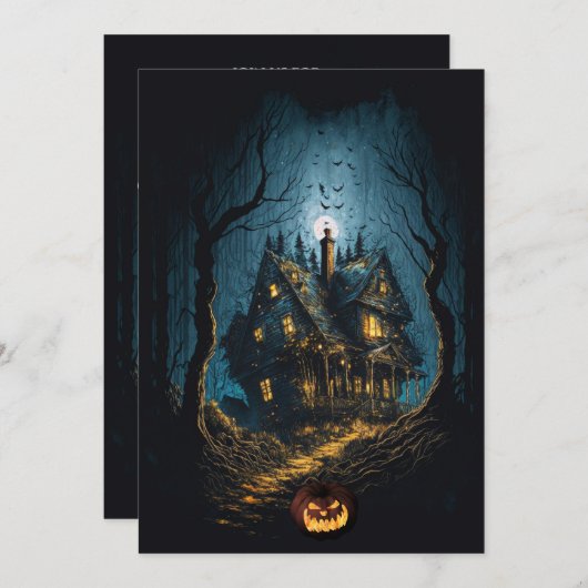 Spookachtige Oude Huis Feest Uitnodiging (Voorkant / Achterkant)