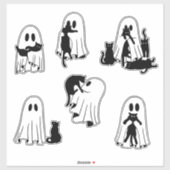 Spookachtige Playmates Leuke Ghost en Black Cat Pa Sticker (Vel)