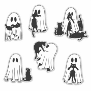 Spookachtige Playmates Leuke Ghost en Black Cat Pa Sticker