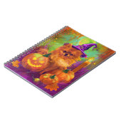 Spookachtige Pommerse hond Halloween heks en pompo Notitieboek (Linkerzijde)