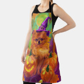 Spookachtige Pommerse hond Halloween heks en pompo Schort (Insitu)