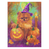 Spookachtige Pommerse hond Halloween heks en pompo Tafelkleed (Voorkant)