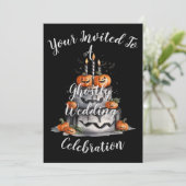 Spookachtige pompoen bruiloft uitnodiging (Staand voorkant)