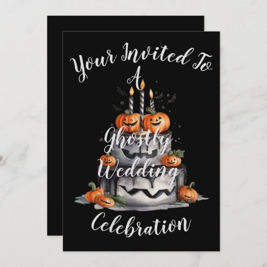 Spookachtige pompoen bruiloft uitnodiging (Voorkant / Achterkant)