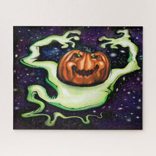 spookachtige pompoen legpuzzel (Horizontaal)