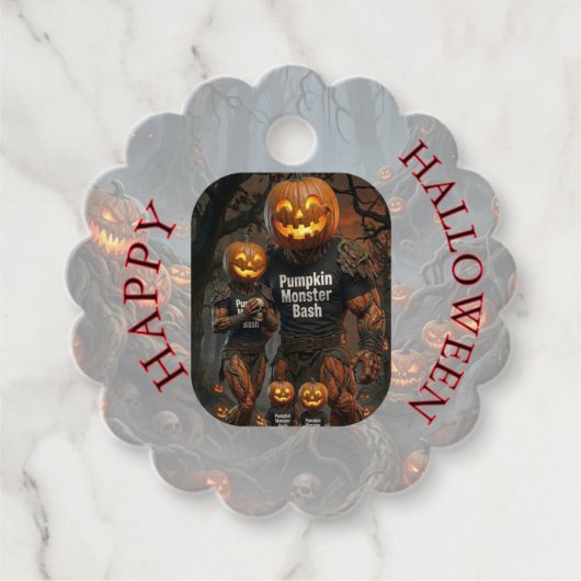 Spookachtige Pompoen Monster Bash Halloween Bedank Bedankjes Labels (Voorkant)
