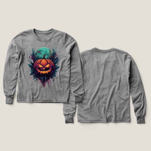 Spookachtige pompoen onder volle maan (Voorkant /achterkant)