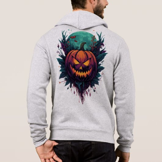 Spookachtige pompoen onder volle maan hoodie (Achterkant)