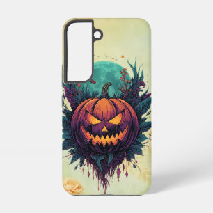 Spookachtige pompoen onder volle maan samsung galaxy hoesje
