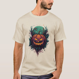 Spookachtige pompoen onder volle maan t-shirt
