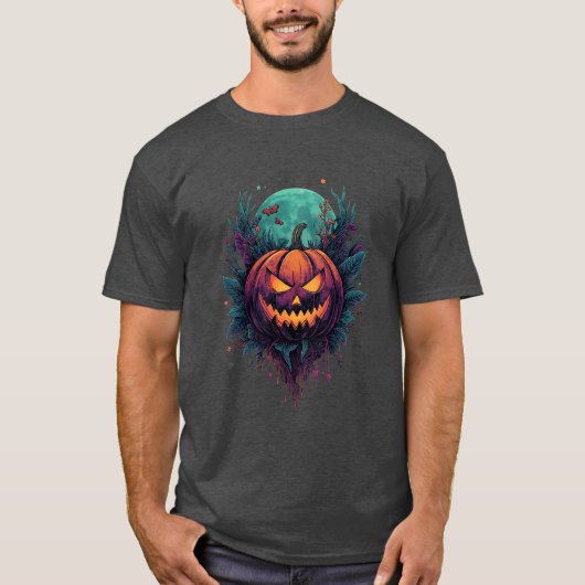 Spookachtige pompoen onder volle maan t-shirt (Voorkant)