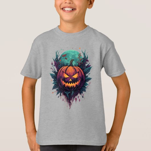 Spookachtige pompoen onder volle maan t-shirt (Voorkant)