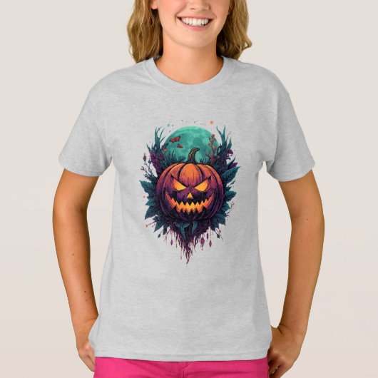 Spookachtige pompoen onder volle maan t-shirt (Voorkant)