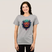 Spookachtige pompoen onder volle maan Tri-Blend shirt (Voorkant volledig)