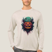 Spookachtige pompoen onder volle maan Tri-Blend shirt (Voorkant volledig)