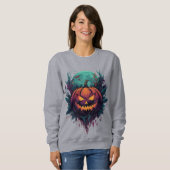 Spookachtige pompoen onder volle maan trui (Voorkant volledig)