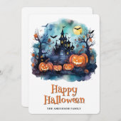 Spookachtige pompoenen Halloween Kaart (Voorkant / Achterkant)