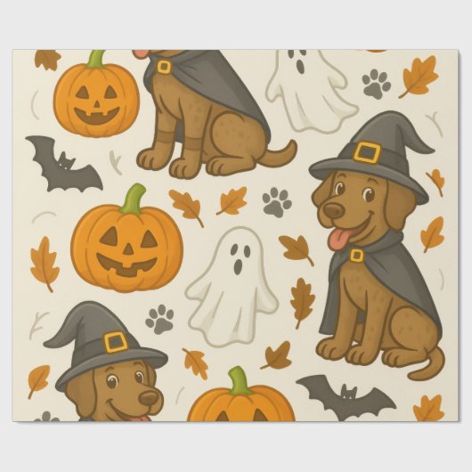 Spookachtige puppy Halloween Cadeaupapier (Vlak)