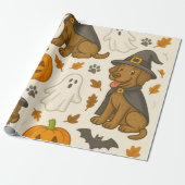 Spookachtige puppy Halloween Cadeaupapier (Uitgerold)