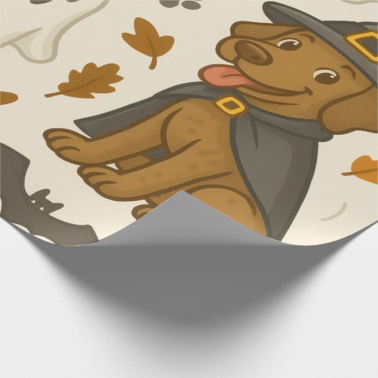 Spookachtige puppy Halloween Cadeaupapier (Hoek)