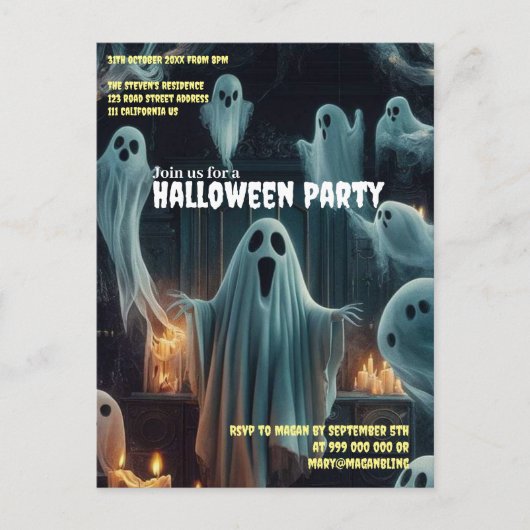 Spookachtige samenkomst Halloween Spooky Haunted H Briefkaart (Voorkant)