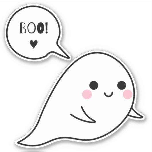 Spookachtige & Schattigee geest Sticker (Voorkant)