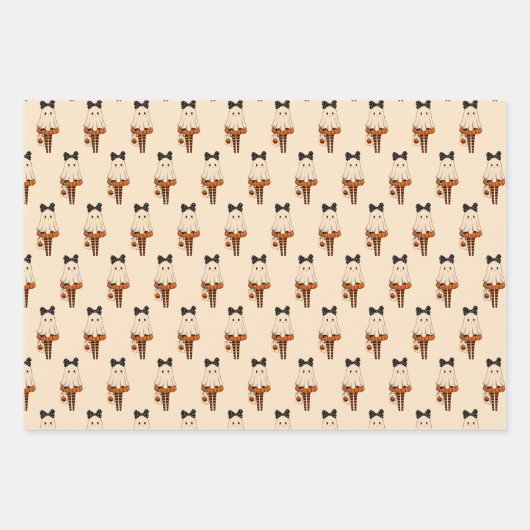 Spookachtige Schattigee Ghost Burnt Sinaasappel &  Inpakpapier Vel (Voorkant 2)