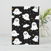 Spookachtige Schattigee Halloween Ghost Cloudy Sta Aankondiging (Staand voorkant)