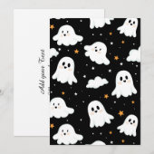 Spookachtige Schattigee Halloween Ghost Cloudy Sta Aankondiging (Voorkant / Achterkant)