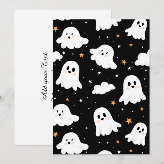 Spookachtige Schattigee Halloween Ghost Cloudy Sta Aankondiging (Voorkant / Achterkant)