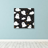 Spookachtige Schattigee Halloween Ghost Cloudy Sta Canvas Afdruk (Insitu (Houten vloer))