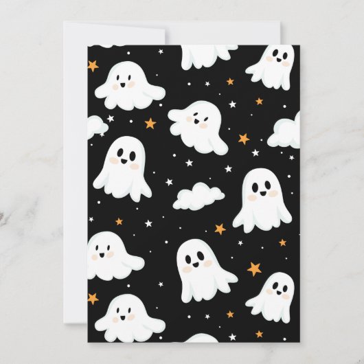 Spookachtige Schattigee Halloween Ghost Cloudy Sta Feestdagenkaart (Voorkant)