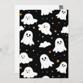 Spookachtige Schattigee Halloween Ghost Cloudy Sta Feestdagenkaart (Voorkant / Achterkant)