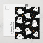 Spookachtige Schattigee Halloween Ghost Cloudy Sta Feestdagenkaart (Voorkant / Achterkant)