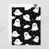 Spookachtige Schattigee Halloween Ghost Cloudy Sta Feestdagenkaart (Voorkant / Achterkant)