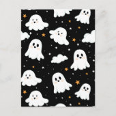 Spookachtige Schattigee Halloween Ghost Cloudy Sta Feestdagenkaart (Voorkant)