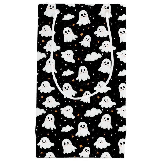 Spookachtige Schattigee Halloween Ghost Cloudy Sta Klein Cadeauzakje (Voorkant)