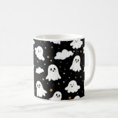 Spookachtige Schattigee Halloween Ghost Cloudy Sta Koffiemok (Voorkant rechts)