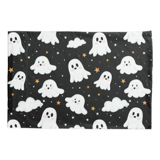 Spookachtige Schattigee Halloween Ghost Cloudy Sta Kussensloop (Achterkant)