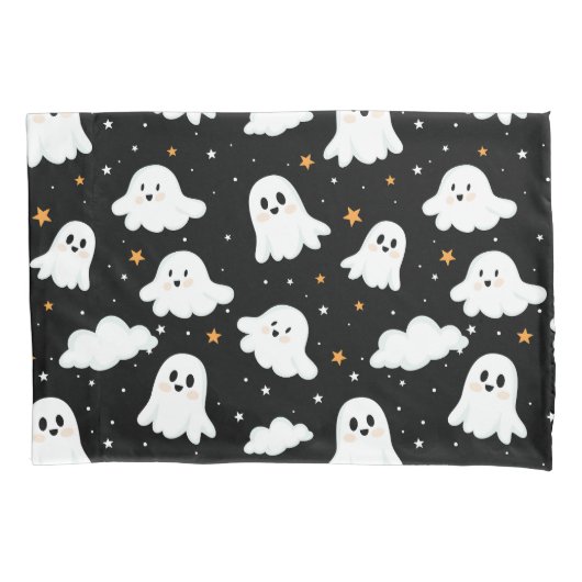Spookachtige Schattigee Halloween Ghost Cloudy Sta Kussensloop (Voorkant)