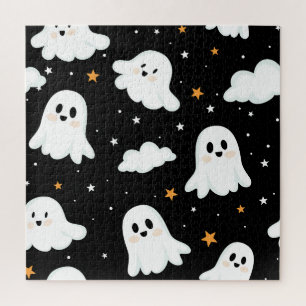 Spookachtige Schattigee Halloween Ghost Cloudy Sta Legpuzzel
