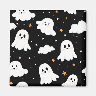 Spookachtige Schattigee Halloween Ghost Cloudy Sta Magneet