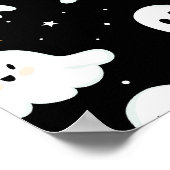 Spookachtige Schattigee Halloween Ghost Cloudy Sta Poster (Hoek)