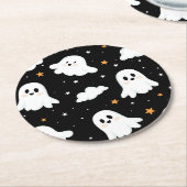 Spookachtige Schattigee Halloween Ghost Cloudy Sta Ronde Kartonnen Onderzetter (Gebogen)