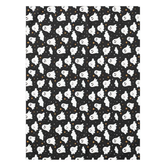 Spookachtige Schattigee Halloween Ghost Cloudy Sta Tafelkleed (Voorkant)