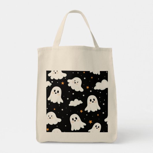 Spookachtige Schattigee Halloween Ghost Cloudy Sta Tote Bag (Achterkant)